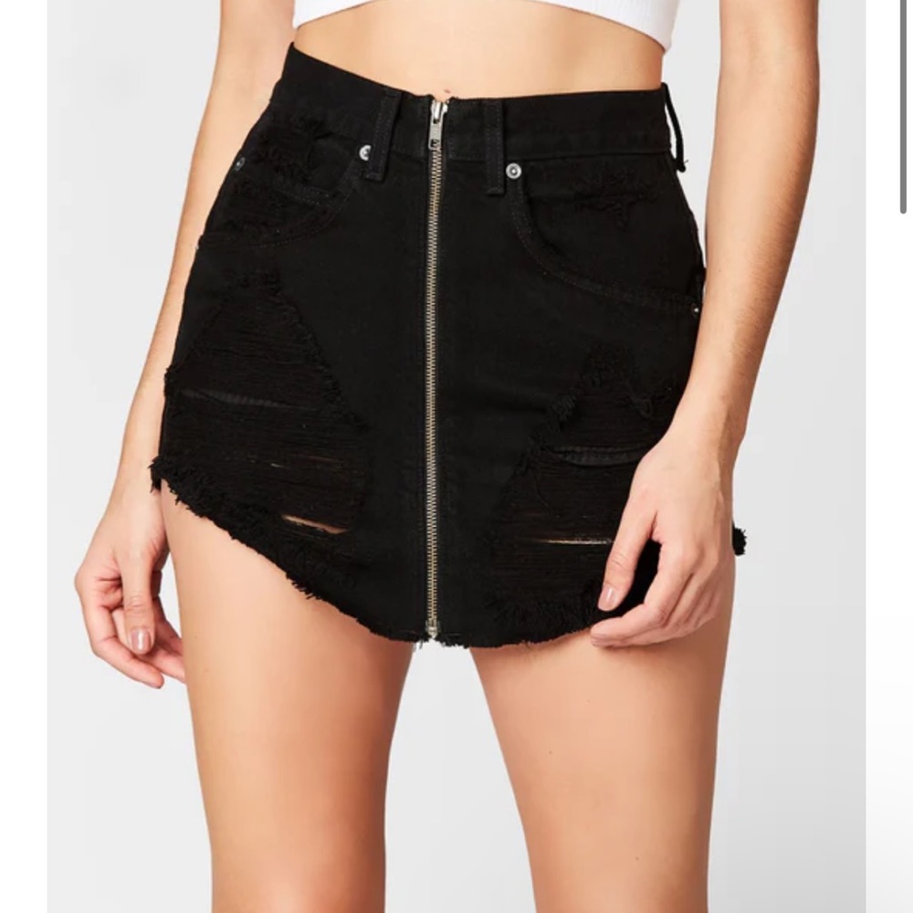 CARMAR White Denim Ripped Skirt